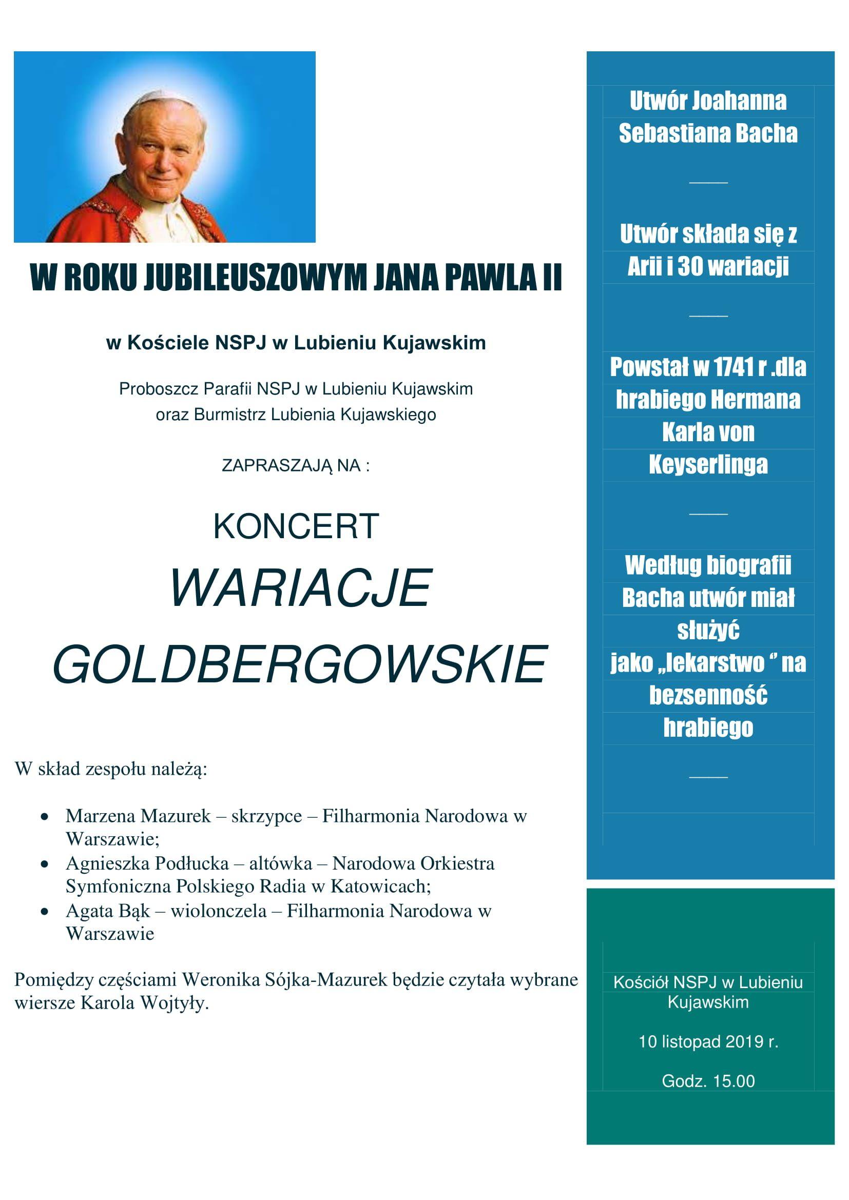 Koncert - Wariacje Goldbergowskie (zaproszenie)