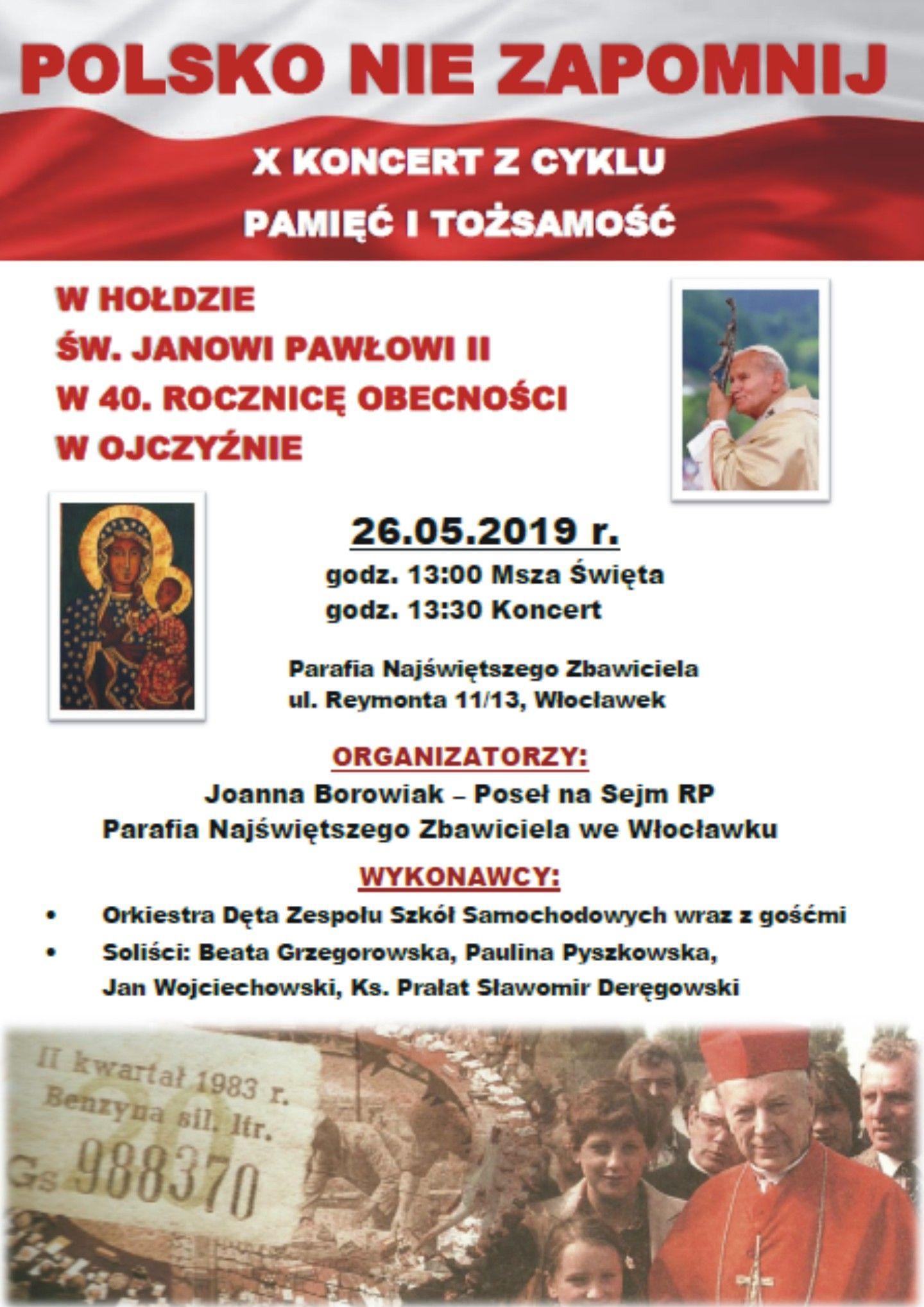Koncert w hołdzie św. Janowi Pawłowi II (zaproszenie)